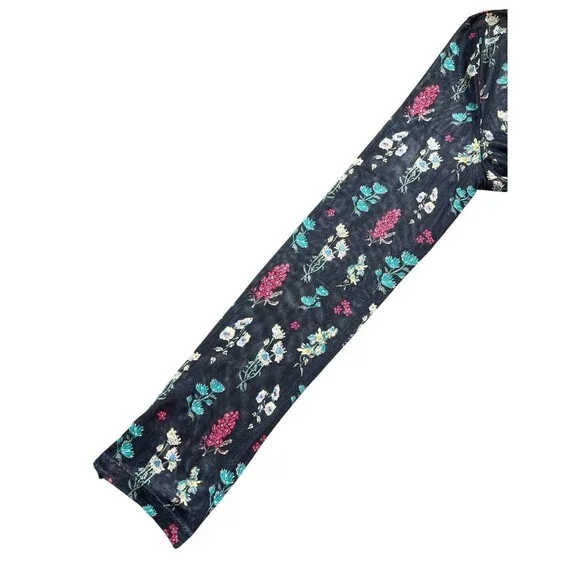 Natural Life Carina Floral Mesh Sheer Button Front Top Boho Womens Sz L - Picture 7 of 9